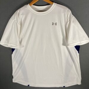 Under Armour Mens T Shirt‎ White Blue Athletic Running Training Top